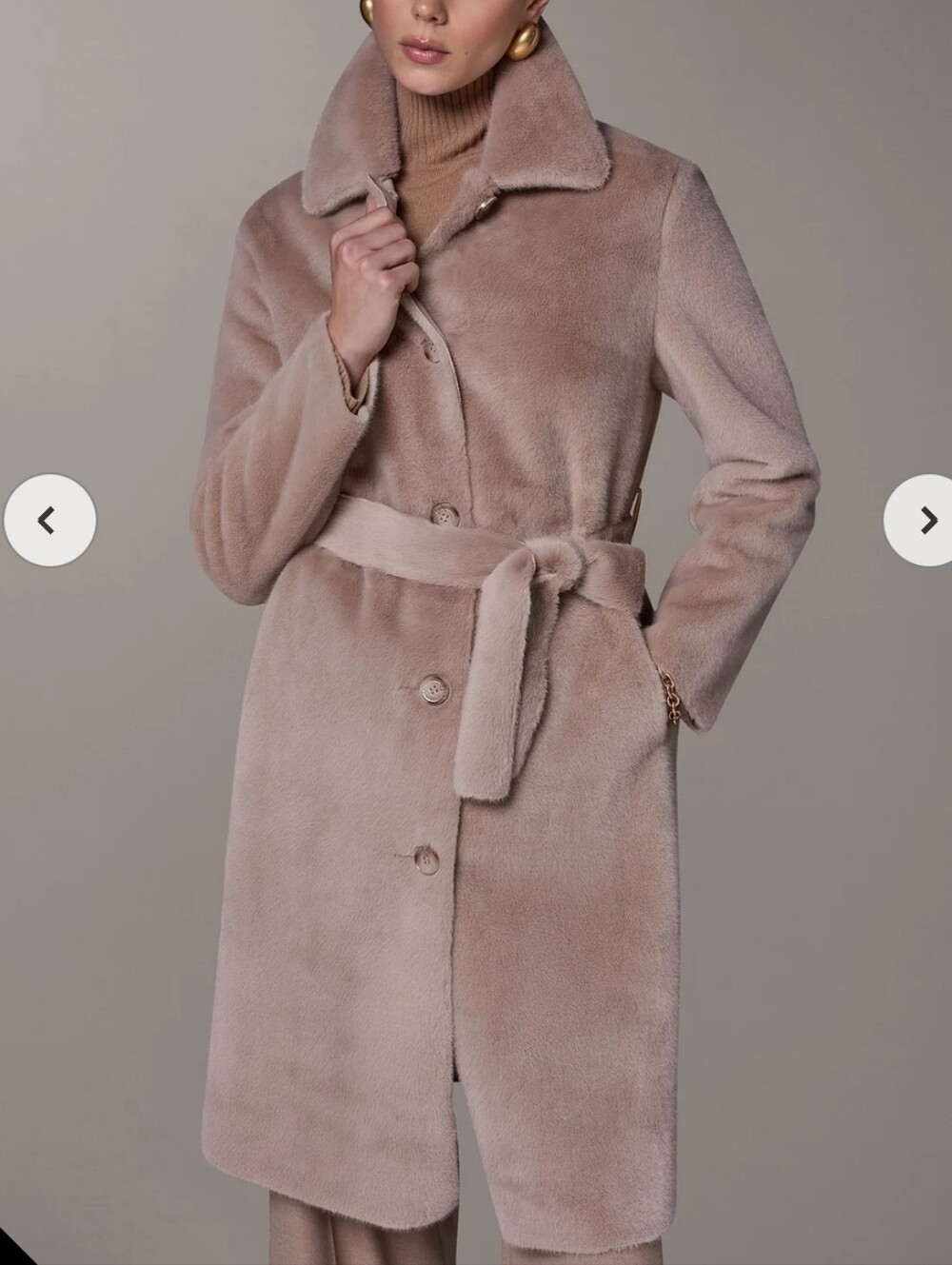 Donna Karan Beige Faux Fut Coat